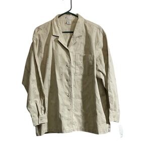 Maggie & Max 1X Shirt Jacket Cream Eyelet Long Sleeve Button Neutral NWT